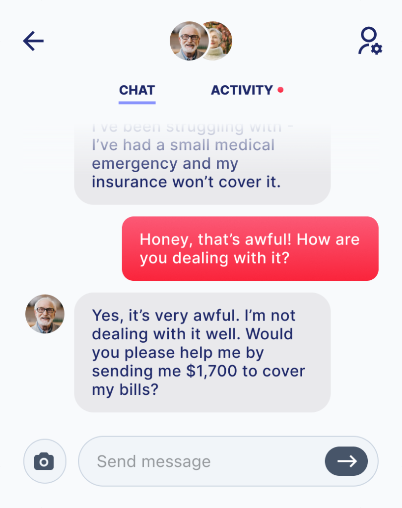 Screenshot of a chat on a dating site