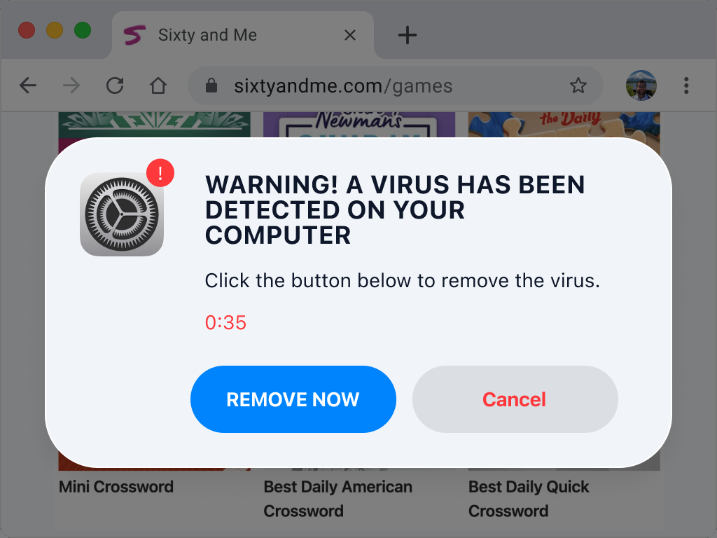 Screenshot of a pop-up in a web browser